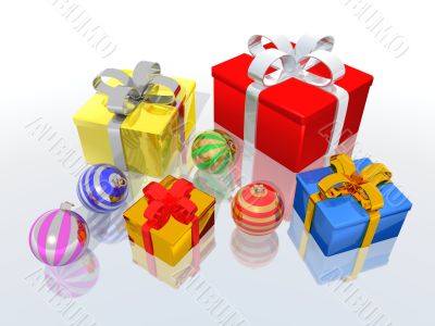 Gifts and christmas balls