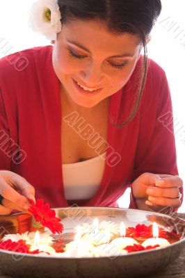 Adding a flower in the bowl