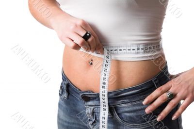 Measuring her waist Measuring her waist