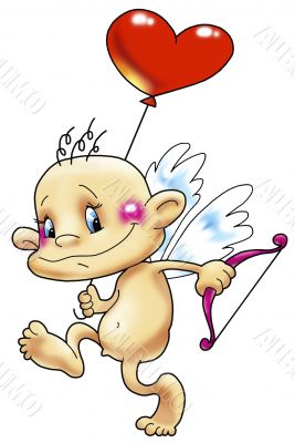 Cupid with a balloon.