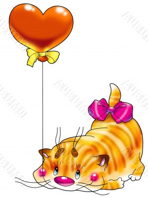 Kitten in a red balloon