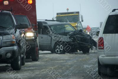 Traffic accident, on icy road