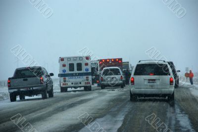 Traffic accident, on icy road