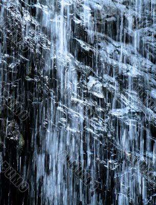 Water Cascade In Blue