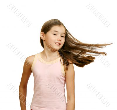 Girl`s teenager with long hairs