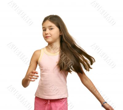 Girl`s teenager with long hairs