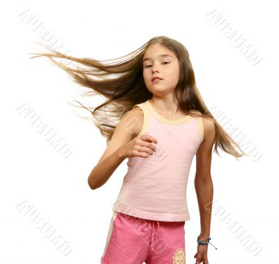 Girl`s teenager with long hairs