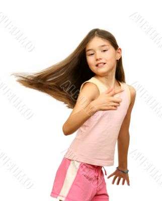 Girl`s teenager with long hairs