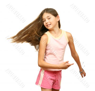 Girl`s teenager with long hairs