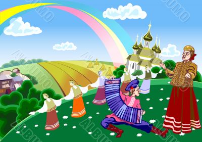Russian round dance with singing. Russian round dance with singing.