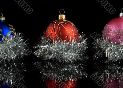 Several colorful christmas tree balls