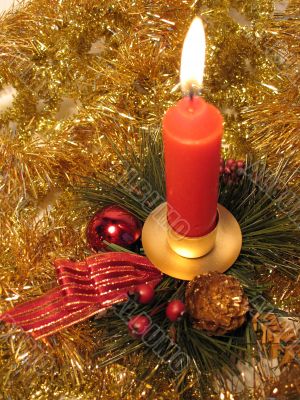 Christmas decoration with red candle