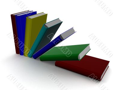 Falling books. 3D image.