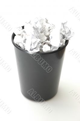 Bin filled with paper