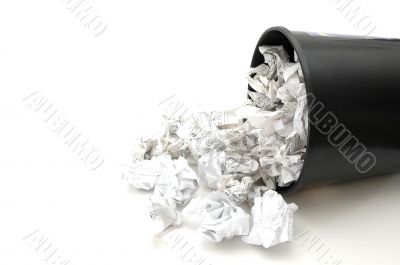 Bin filled with paper