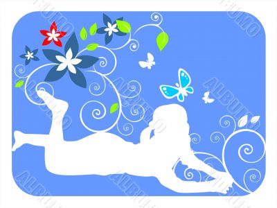 girl and floral pattern