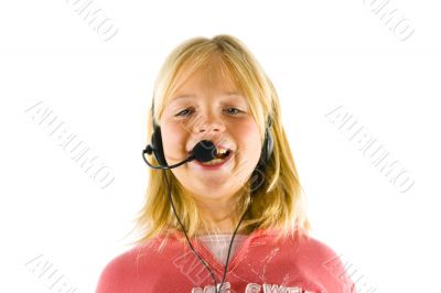 Young girl with a headset Young girl with a headset