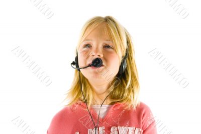 Young girl with a headset Young girl with a headset