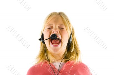 Young girl with a headset