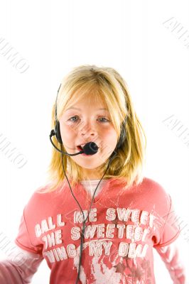 Young girl with a headset