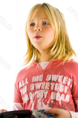 Young girl watching TV