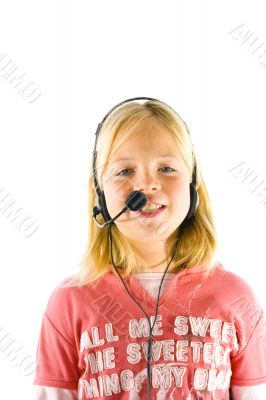 Young girl with a headset Young girl with a headset