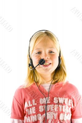 Young girl with a headset