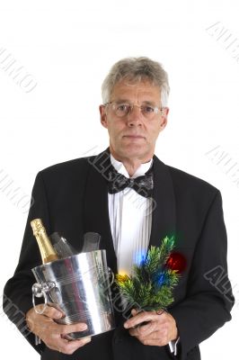 man in tuxedo with christmas
