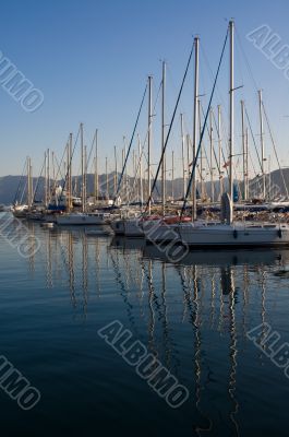 Yachts at sunset