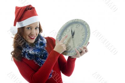 Beautiful woman  with  hour