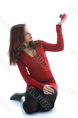 Beautiful woman with gift