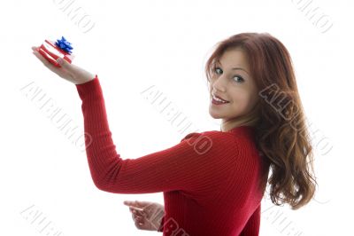 Beautiful woman with gift