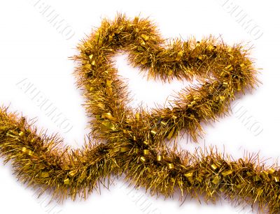 Gold Tinsel Christmas Decoration in the Shape of a Heart