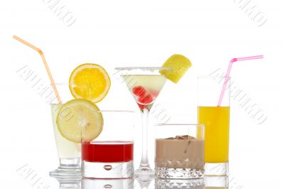 Glasses with beverages