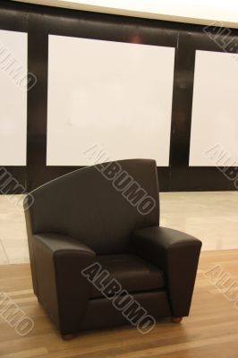 Black leather sofa