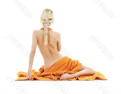 beautiful lady with orange towels