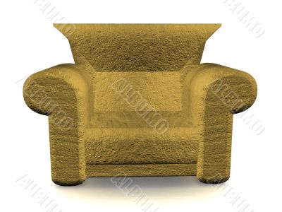 Soft armchair on a white background. 3D image.