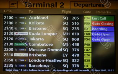 Departure on a screen