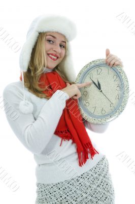 Beautiful woman   with hour