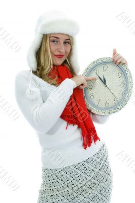 Beautiful woman   with hour