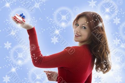 Beautiful woman with gift