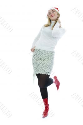 Beautiful woman with red scarf