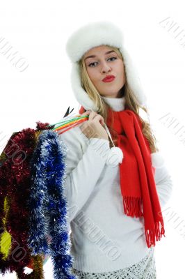 Beautiful woman with gift