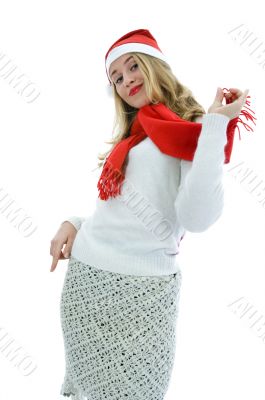 Beautiful woman with red scarf