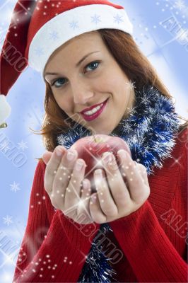 Beautiful woman with apple