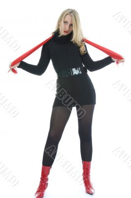 Beautiful woman with red scarf