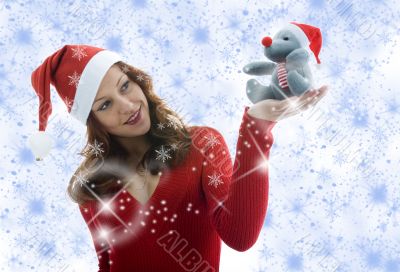 Beautiful woman with gift