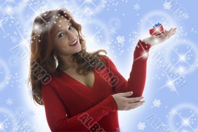 Beautiful woman with gift
