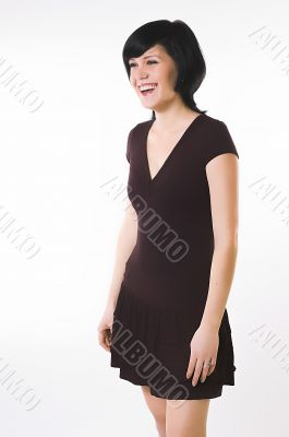 The dared beautiful girl on a white background