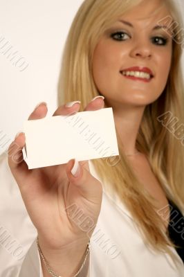 Businesswoman hands, woman holding Card